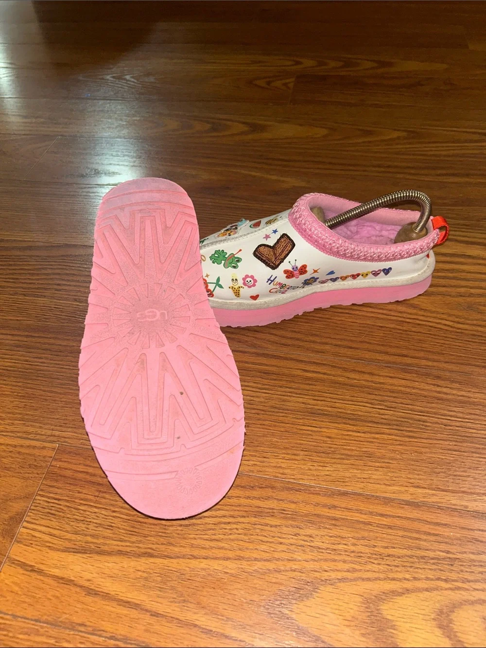 UGG Tazz Pop Sketch Slipper Humberto Cruz White Pink Platform Women's Size 6